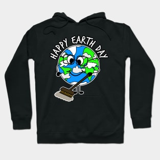 Happy Earth Day Planet Sweeping Cleaning Hoodie